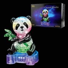 Rompecabezas 3D de Panda de cristal con parpadeo, rompecabezas de animales bonitos ensamblados, modelo de inteligencia, juguetes, regalo de cumpleaños para niños 2024 - compra barato