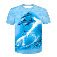 Лето 2020 модная крутая Мужская футболка с коротким рукавом с принтом животных дельфина 3D модные высококачественные мужские и женские топы 2024 - купить недорого
