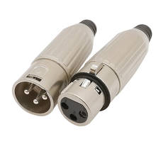 2Pcs Metal XLR Connector XLR 3 Pin 3-Core Male Female Socket Microphone Cable Audio Plug Jack Speaker Connector 2024 - buy cheap