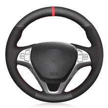Car Steering Wheel Cover Black Genuine Leather Suede For Hyundai Genesis Coupe 2010 2011 2012 2013 2014 2015-2016 2024 - buy cheap