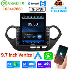 Radio Multimedia Vertical estilo Tesla para coche, dispositivo con Android 9,7, GPS, 10,0 pulgadas, DSP, 4G, para Hyundai i10 Grand i10 2013-2016 2024 - compra barato