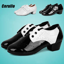 New Modern Men's Latin Dance Shoes Black/White PU Tango Salsa Rumba Man dance shoes For Boys Kids Children Adult Wholesale C66 2024 - buy cheap