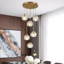 Lámpara colgante de cristal de cobre americano posmoderno, lustre de lujo para comedor, luz Molecular 2024 - compra barato