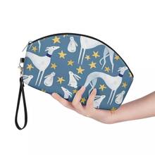 Bolsa de maquiagem de couro hare e estrelas feminina com zíper, bolsa para cosméticos de viagem, para maquiagem, cão, leve, maquiagem feminina 2024 - compre barato