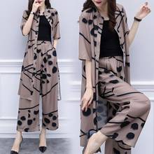 New OL Commuter Ladies Suit Sexy Wave Point Large Size Cardigan Shirt + Wide Leg Pants Two-piece 2024 - buy cheap