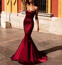 Elegant Satin Mermaid Burgundy Vestidos De Fiesta De Noche Prom Party Evening Dresses Robe De Soiree Vestidos De Fiesta De Noche 2024 - buy cheap