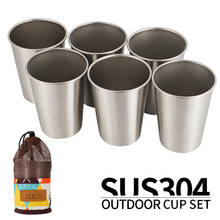 6Pcs Set Stainless Steel Cups Camping Portable Beer Mug Picnic Drinkware Set with Storage Bag 2024 - buy cheap