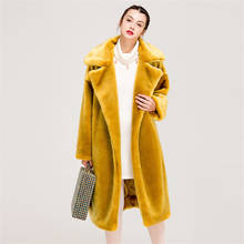 2019 Winter High Quality Faux Rabbit Fur Coat Luxury Long Fur Coat for Women Loose Lapel OverCoat Thick Warm Female Plush Coats 2024 - buy cheap
