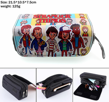 Stranger Things-estuche de lápices de lona para mujer, bolsa de cosméticos portátil con cremallera para niños, niñas y estudiantes, maquillaje de dibujos animados, papelería 2024 - compra barato