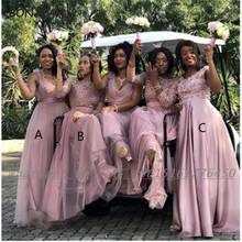 Dark Brown Bridesmaid Dresses 2021 A Line Lace Appliques Chiffon African Bridesmaid Dress Plus Size for Women Wedding 2024 - buy cheap