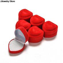 Capa dobrável vermelha de veludo, para noivado, coração, anel, organizador, caixa de joias finas, armazenamento de exibição, imperdível 2024 - compre barato