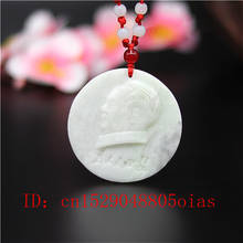 Natural White Chines Jade Maozedong Pendant Necklace Charm Jewellery Fashion Accessories Carved Amulet Gifts for Women Men 2024 - buy cheap