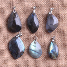 6pcs High Quality Natural Labradorite Stone Necklace Pendants Chakra Pendulum For DIY Jewelry Making Necklaces Accessories 2024 - buy cheap