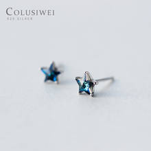 Colusiwei Ocean Blue Crystal Star Stud Earrings for Women 925 Sterling Silver Mystery Stars Ear Stud Korean Fashion Jewelry 2024 - buy cheap