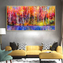 Colorful Forest Abstract Oil Painting on Canvas Scandinavian Posters and Prints Modern Wall Art Picture for Living Room 2024 - buy cheap