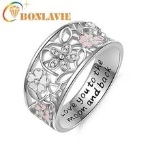 Romantic Flower Daisy Cherry Blossom Finger Ring for Women Lettering Love You To The Moon and Back Rings Creative Jewelry 2024 - buy cheap