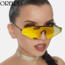 Óculos de sol sem aro uv400, óculos masculino e feminino de marca de luxo com gradiente 2024 - compre barato