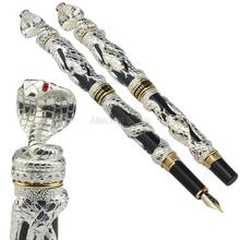 Jinhao caneta tinteiro cobra antiga, cobra prateada, padrão 3d, textura, tecnologia de alívio, grande suprimentos, caneta para presente 2024 - compre barato