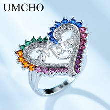 UMCHO Real 925 Sterling Silver Rings Luxury Charm Colorful Jewelry Mom Letter Rings For Women Mother's Day Gift Fine Jewelry 2024 - buy cheap