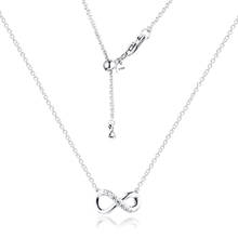 Collar brillante Infinity Collier para mujer, joyería, gargantilla de Plata de Ley 925, colgante abierto para mujer 2024 - compra barato