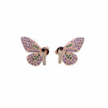 2020 New fashion lovely rose gold color pink purple Butterfly stud earring for women girl sparkling cz minimal delicate jewelry 2024 - buy cheap