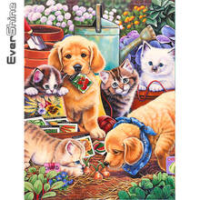 Evershine-Cuadro de perro bordado con diamantes de imitación, imagen de gato, mosaico de animales, regalo hecho a mano 2024 - compra barato
