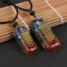 Reiki Healing Chakra Orgone Energy Pendant Necklace Men Women Colorful Rectangle Resin Orgonite Meditation Pendulum Jewelry 2024 - buy cheap
