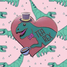 Tea rex enamel Pin gentleman dinosaur Brooch creative-bow top hat Tyrannosaurs Pins 2024 - buy cheap