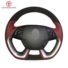 LQTENLEO Wine Red Leather Black Suede DIY Car Steering Wheel Cover For Citroen DS5 DS 5 DS5LS DS 5LS DS4S DS 4S DS6 DS 6 2024 - buy cheap
