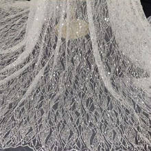Crystal beads sequin embroidery fabric tulle lace French mesh Nigeria lace fabric for evening dress/wedding party dress skirt 2024 - buy cheap