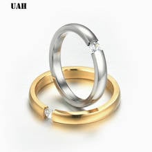 UAH Engagement Ring for Women Stainless Steel Silver Gold Color Finger Girl Gift US Size 5 6 7 8 9 10 2024 - buy cheap