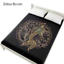3D Bed Sheets On Elastic Band Bed,Fitted Sheet 160x200,Mattress Cover for bed.Bedsheet Bedding,Bed Linen black gold carp 2024 - buy cheap