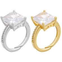 Zhukou anel de cristal feminino/masculino, anel ajustável de cor dourada/prateada vj81 para mulheres/homens, joias na moda, 2021 2024 - compre barato