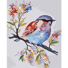 Fsbcgt bonito animal cor pássaro no ramo de árvore diy pintura por números adultos desenho sobre tela coloração por numers parede arte decoração 2024 - compre barato