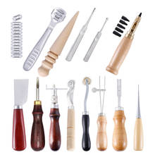 13 piezas de herramientas de artesanía de cuero Kit de costura de trabajo de costura de sillín de cuero herramienta de mano conjunto de suministros de costura 2024 - compra barato
