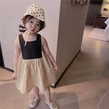 2021 Summer Baby Girls Dress Korean Retro Style Back Color Kids Girl Princess Dresses Sleeveless Ckothes 2024 - buy cheap