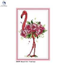 Belas pinturas flamingo contado bordado decoração para casa impresso na lona dmc 11ct 14ct chinês kits de ponto cruz artesanato 2024 - compre barato