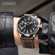 Relógio masculino de aço inoxidável, novo mostrador preto de 44mm, estojo de 17 joias, 2020, movimento de corda manual e movimento para homens, 6497 2024 - compre barato