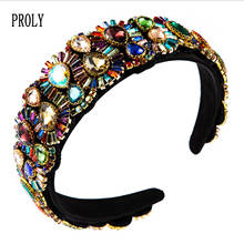 PROLY New Fashion Women Baroque Hairband Pearls Rhinestones Headband Top Luxurious Headwear Party Wedding Hair Accessories 2024 - buy cheap