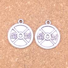 10pcs Charms barbell disc weight 25lbs 11.3kg 23x20mm Antique Pendants,Vintage Tibetan Silver Jewelry,DIY for bracelet necklace 2024 - buy cheap