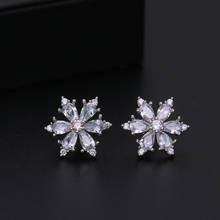 Bling zircon pedra neve flor parafuso prisioneiro brincos para mulheres coreano moda jóias 2020 novo estilo 2024 - compre barato