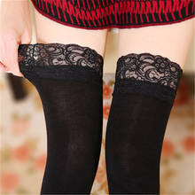 Ladies Lace Top Non-slip Thigh High Stockings 80D Silicone Over Knee Women's Stockings Large Size Elastic Sexy Warm Stockings 2024 - buy cheap