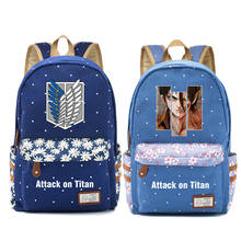 Anime Attack on Titan Backpack For Women Girls Cute Canvas Shingeki no Kyojin bag Flowers wave point backpack travel bag 2024 - buy cheap