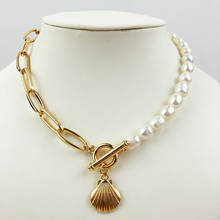 Бохо модное ожерелье пресноводный кулон с жемчужной раковиной ожерелье из натурального полубарочного жемчуга ювелирные изделия кулон ожерелье для женщин 2024 - купить недорого