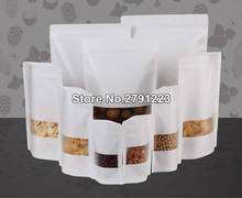 Bolsas de papel Kraft con ventana para regalos, bodas, dulces y té, bolsa de embalaje con cremallera, color blanco, 100 Uds. 2024 - compra barato