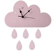 Настенные часы в скандинавском стиле, деревянные в форме облака, капли дождя, декор для детской комнаты, нейтральные, для детского пола, украшение для комнаты 2024 - купить недорого