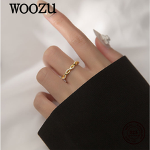 WOOZU-Anillo de Plata de Ley 925 auténtica para mujer, sortija abierta con Cruz de circonita brillante hueca, joyería romántica de lujo para boda, regalos 2024 - compra barato