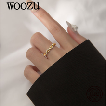 WOOZU Real 925 Sterling Silver Hollow Shiny Zircon Twist Cross Open Finger Rings For Women Wedding Romantic Luxury Jewelry Gifts 2024 - buy cheap