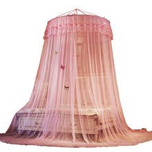 Cúpula de techo de viento de princesa, mosquitera de 1,5 m de grosor, instalación libre, cortinas dobles, cama, tienda con repelente de mosquitos rojo 2024 - compra barato