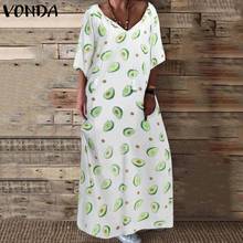 VONDA Women Dress Casual Loose Vintage Half Sleeve Print Maxi Long Dress 2019 Summer Bohemian Sundress Party Vestidos Plus Size 2024 - buy cheap